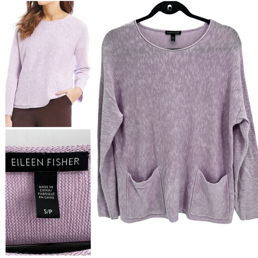 Eileen Fisher Small Malow Organic Linen Cotton Spring Relaxed Box Top Sweater